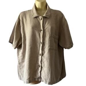 Chico’s Design 3 Beige Linen Blend Blouse Woman's Size 16